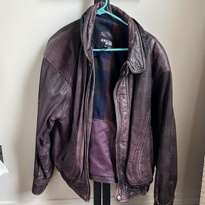 Deep Purple Leather Bomber Jacket